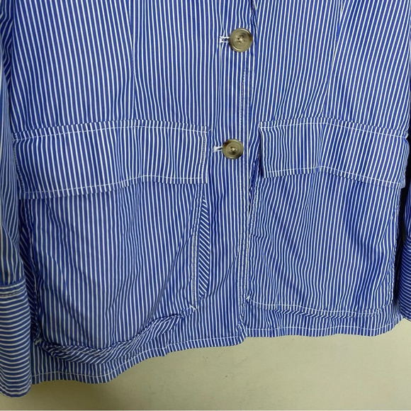 J. Crew Blue White Striped Deconstructed Shirt Blazer Women's Size 6 - Picture 8 of 12